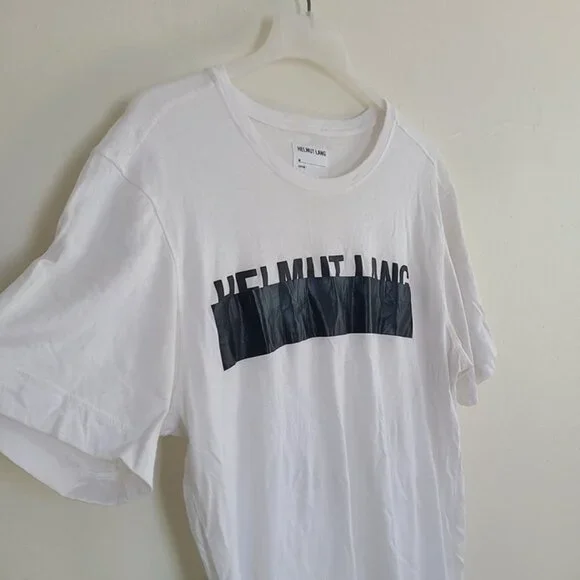 Helmut Lang Men’s Oversized Logo T-Shirt White Size XL - Picture 5 of 8